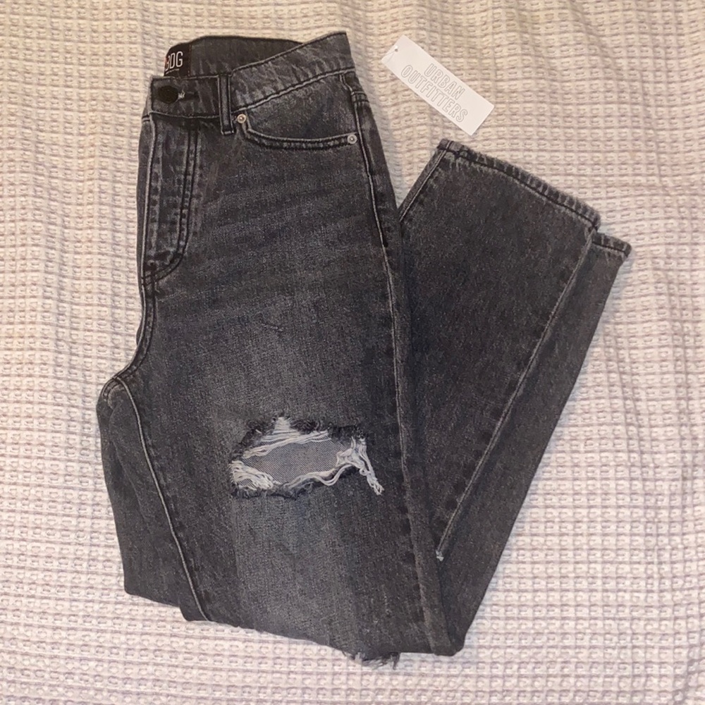 Black distressed urban outfitters straight leg jeans